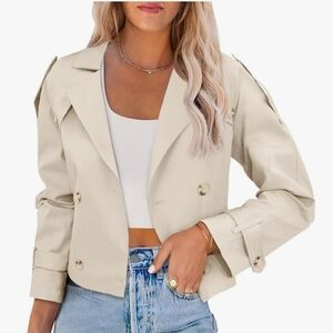 Women’s Short Double-Breasted Trench Coat - Cream